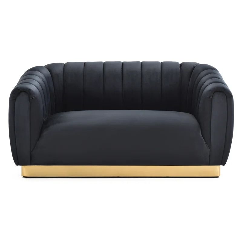 Siefert Velvet Round Arm Curved Loveseat thumbnail 3