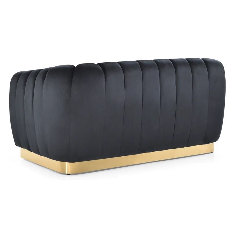 Siefert Velvet Round Arm Curved Loveseat thumbnail 4