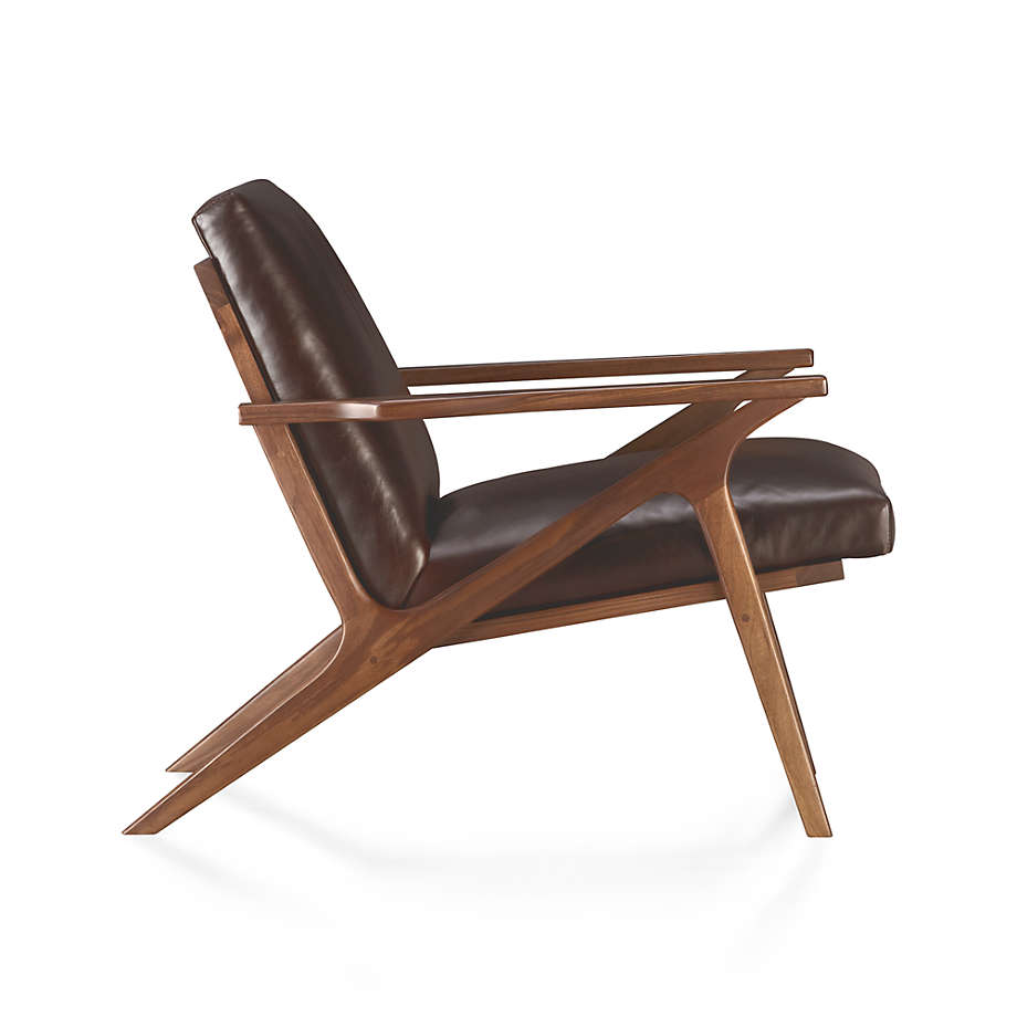 Cavett Leather Wood Frame Chair thumbnail 2