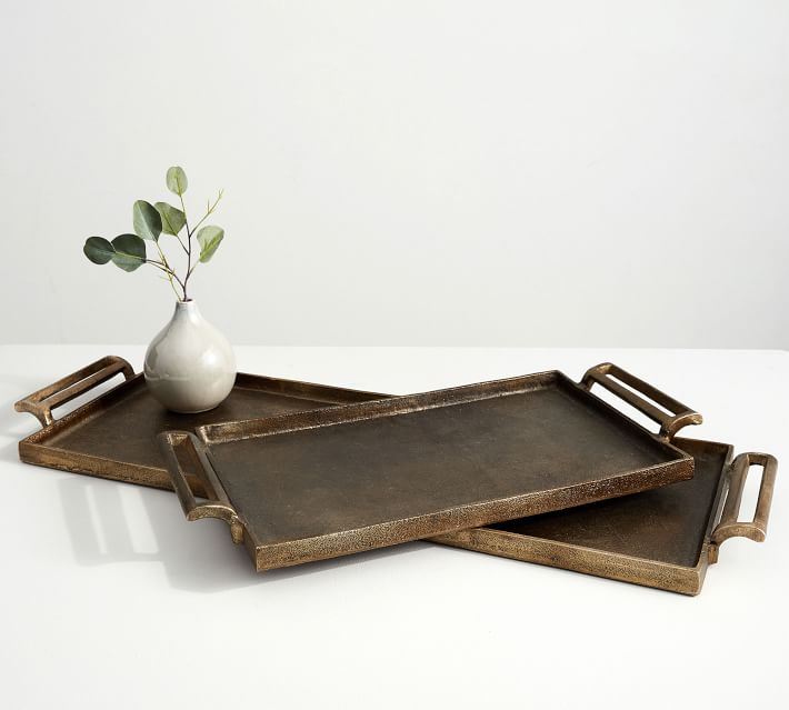 Antiqued Metal Decorative Trays thumbnail 2
