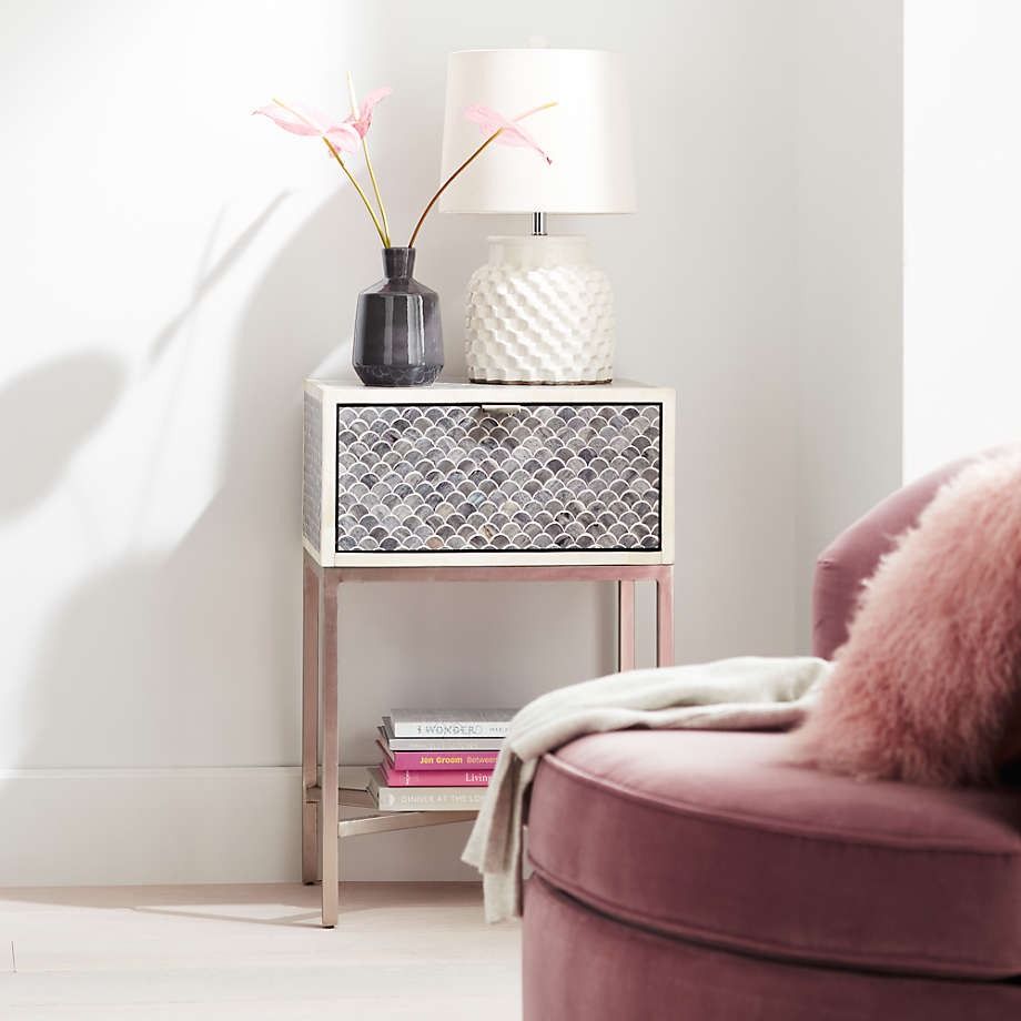 Scallop Grey Bone Inlay Nightstand thumbnail 2