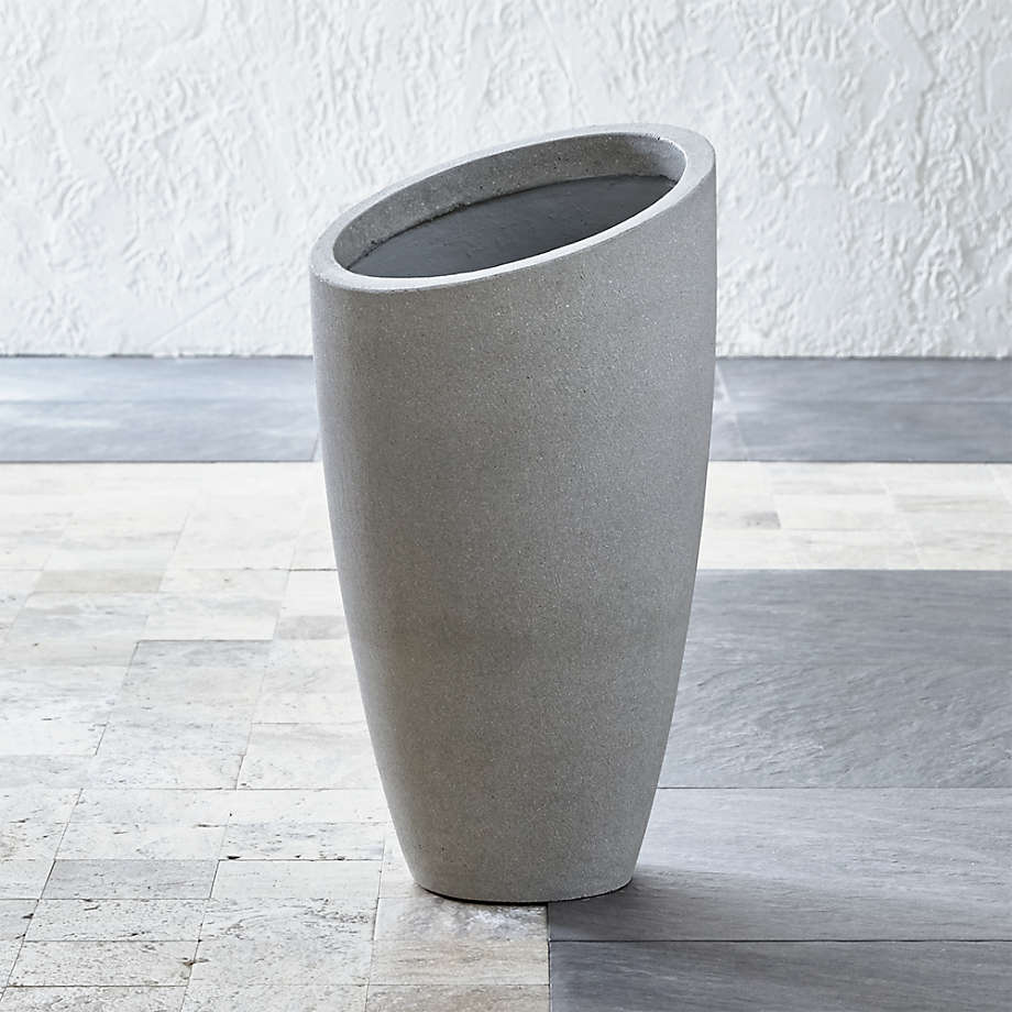 Slant Light Grey Tall Indoor Outdoor Planter thumbnail 3