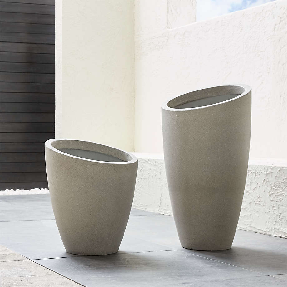 Slant Light Grey Tall Indoor Outdoor Planter thumbnail 4