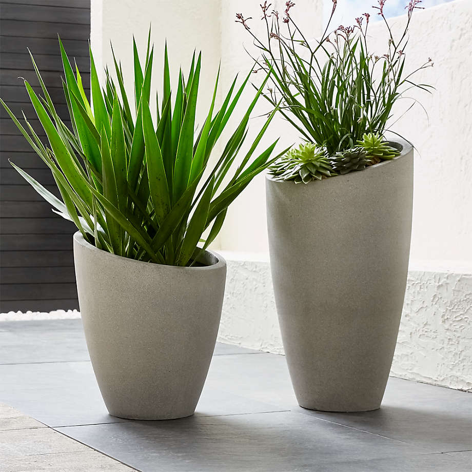 Slant Light Grey Tall Indoor Outdoor Planter thumbnail 5