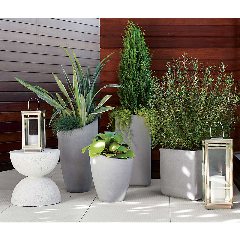 Slant Light Grey Tall Indoor Outdoor Planter thumbnail 7