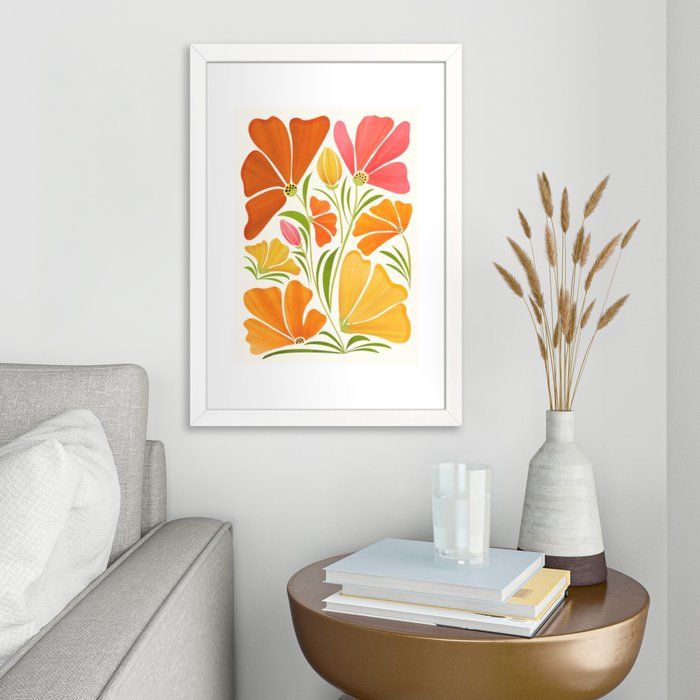 Spring Wildflowers Floral Illustration Art Print With Frame-13"x19" thumbnail 2