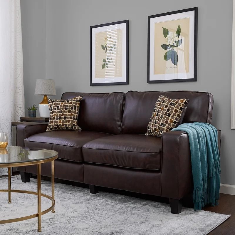 Palisades 72" Faux Leather Square Arm Sofa thumbnail 2