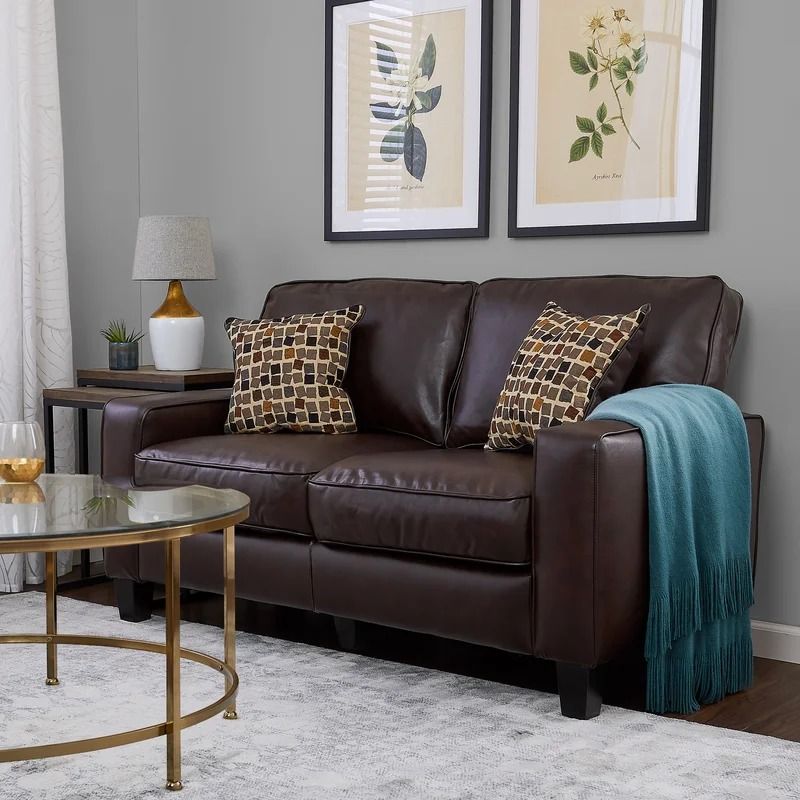 Palisades 61'' Faux Leather Square Arm Sofa thumbnail 2