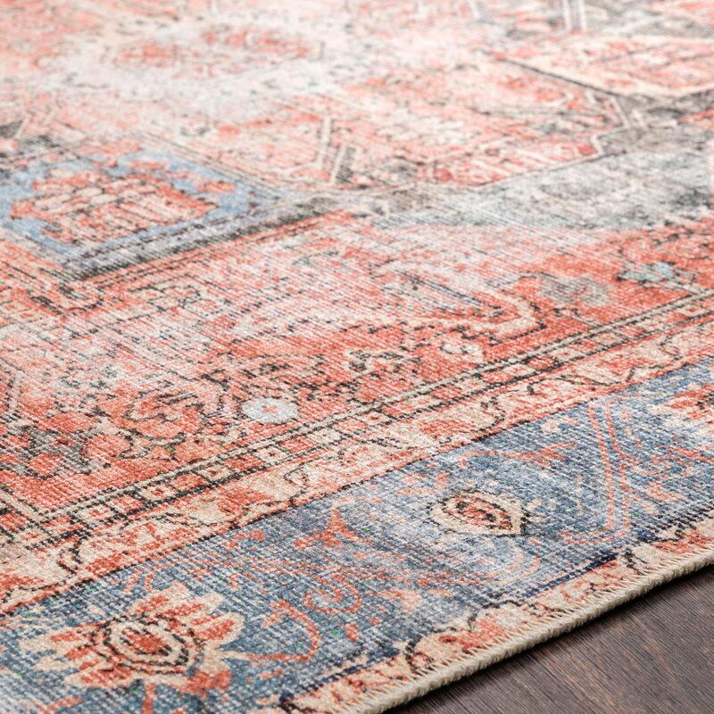 Mya Oriental Terracotta Camel Pale Blue Area Rug-7'10"x10'3" thumbnail 6