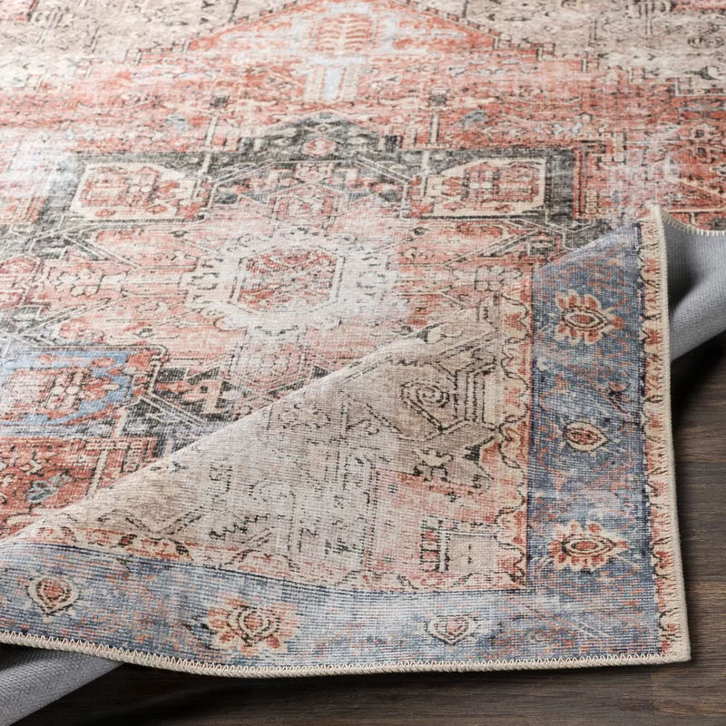 Mya Oriental Terracotta Camel Pale Blue Area Rug-7'10"x10'3" thumbnail 7