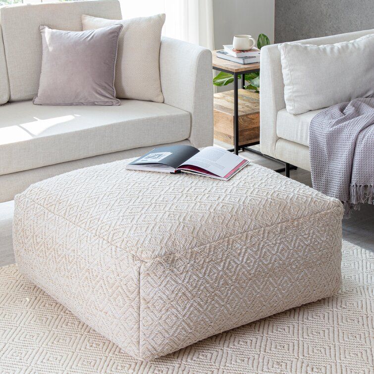 Bruns Square Geometric Pouf Ottoman thumbnail 4