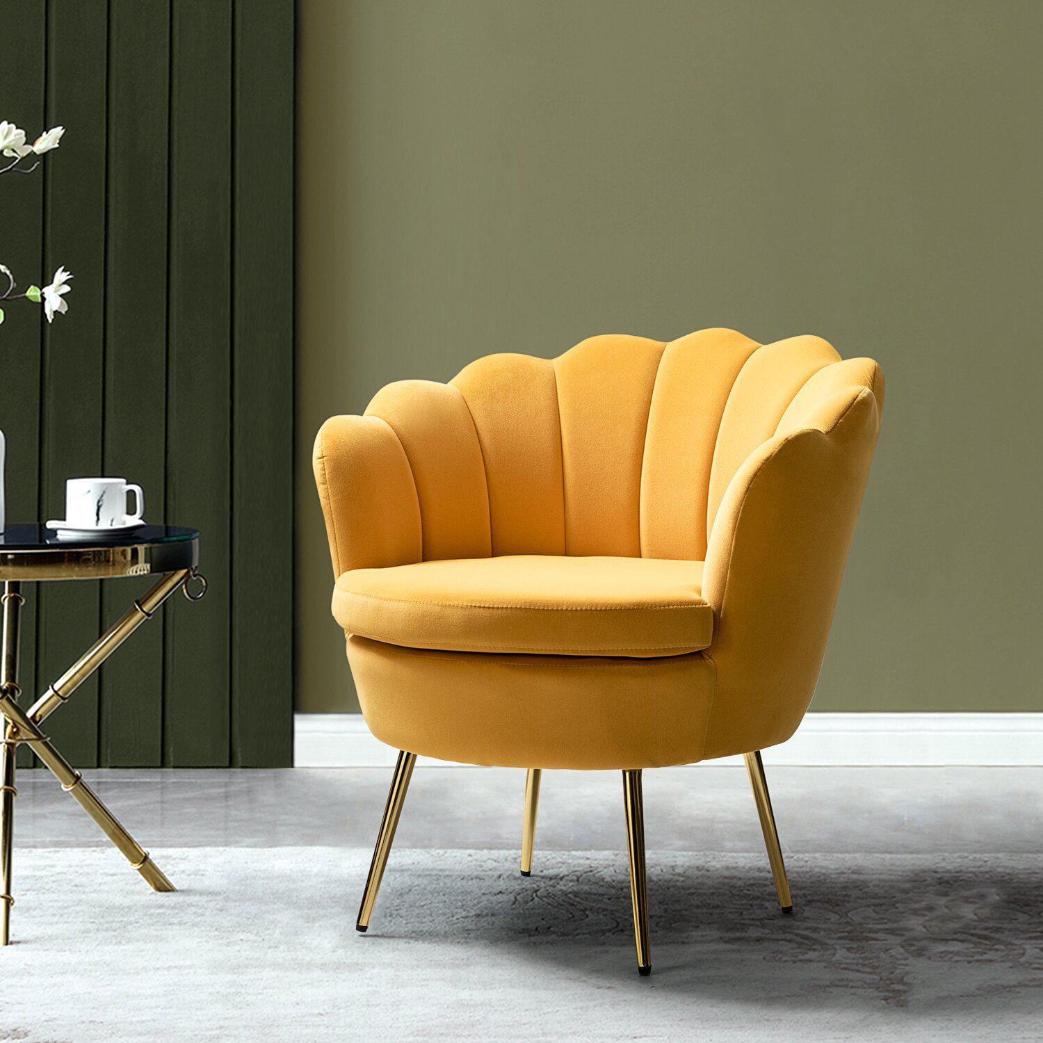 Hendrix Velvet Barrel Chair thumbnail 4