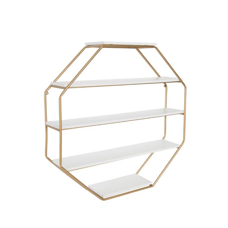 Colten 5 Piece Hexagon Wall Shelf thumbnail 2