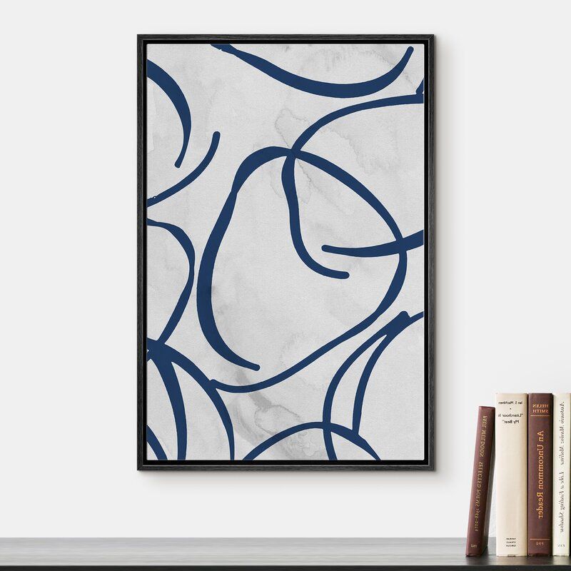 Blue Line Art Oval Array With Frame-24"x36" thumbnail 2
