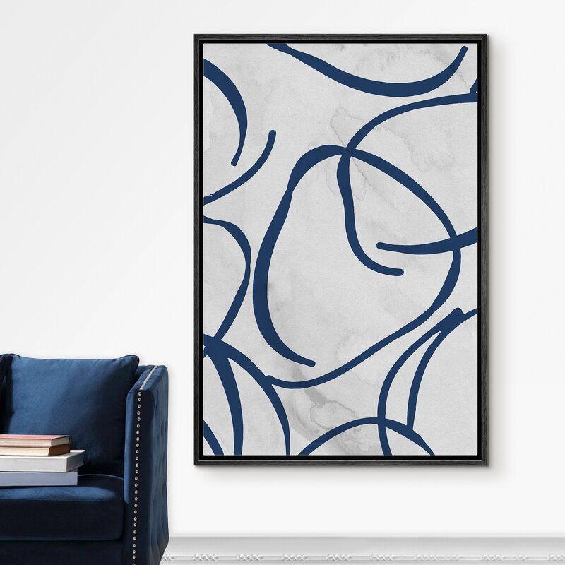 Blue Line Art Oval Array With Frame-24"x36" thumbnail 3