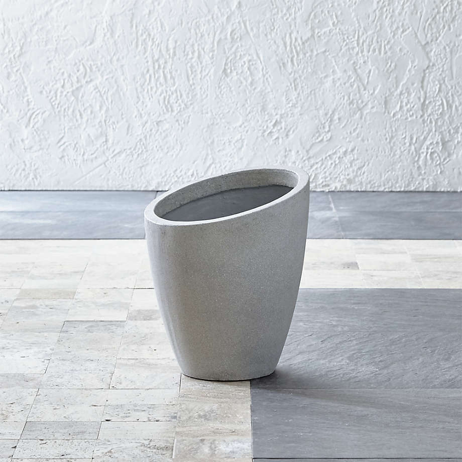 Slant Light Grey Short Indoor Outdoor Planter thumbnail 3