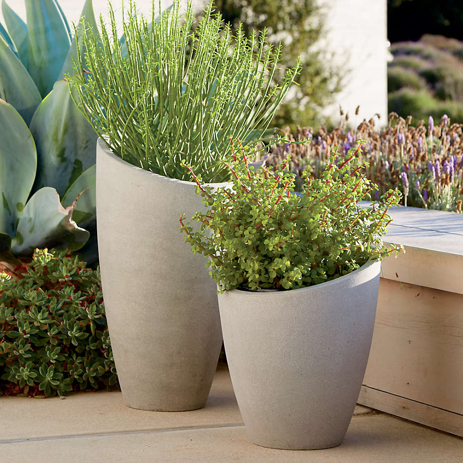 Slant Light Grey Short Indoor Outdoor Planter thumbnail 6