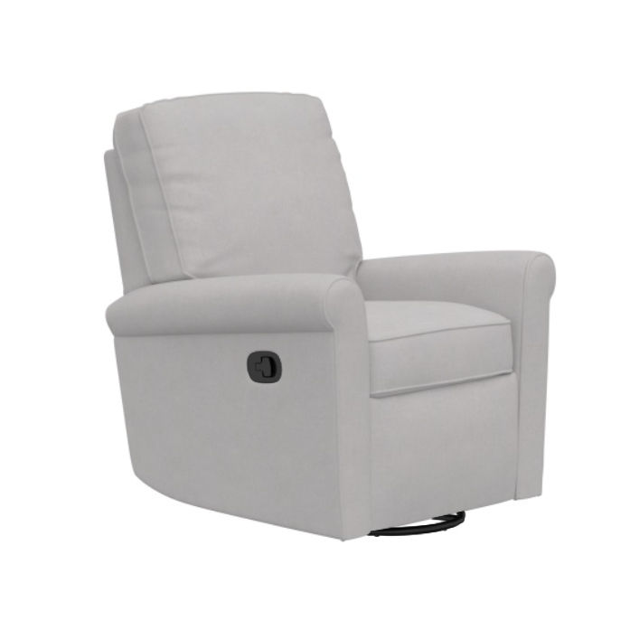 Small Comfort Swivel Glider Manual Recliner Linen Blend Charcoal thumbnail 3