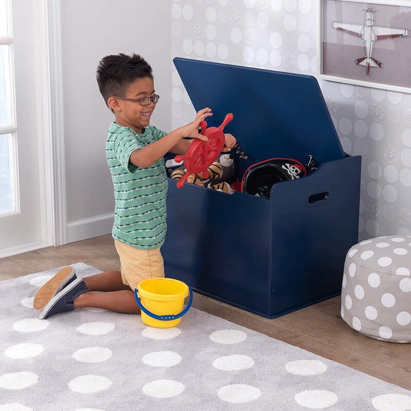 Wooden Toy Box Bench With Safety Hinged Lid thumbnail 4