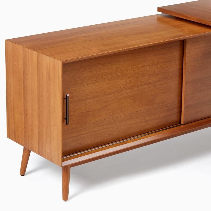 Mid Century Modular L Shaped Desk File Cabinet Bookcase thumbnail 7
