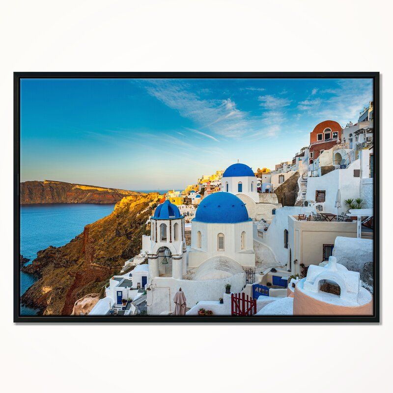 Beautiful Santorin Houses Greece With Frame-42''x32'' thumbnail 2