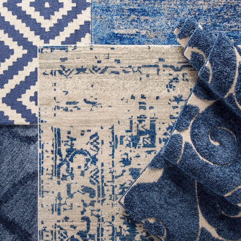 Hillsby Oriental Dark Blue Light Gray Area Rug-6'7"x9' thumbnail 4