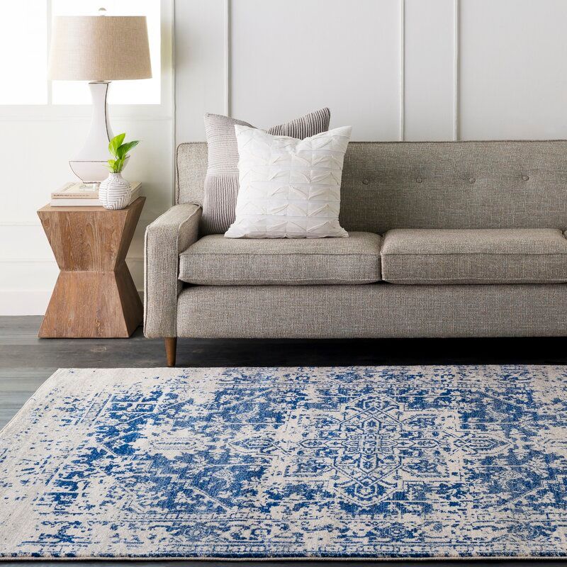 Hillsby Oriental Dark Blue Light Gray Area Rug-6'7"x9' thumbnail 2