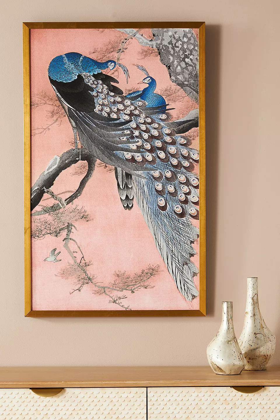 Peacocks Wall Art With Frame 22"x31" thumbnail 2