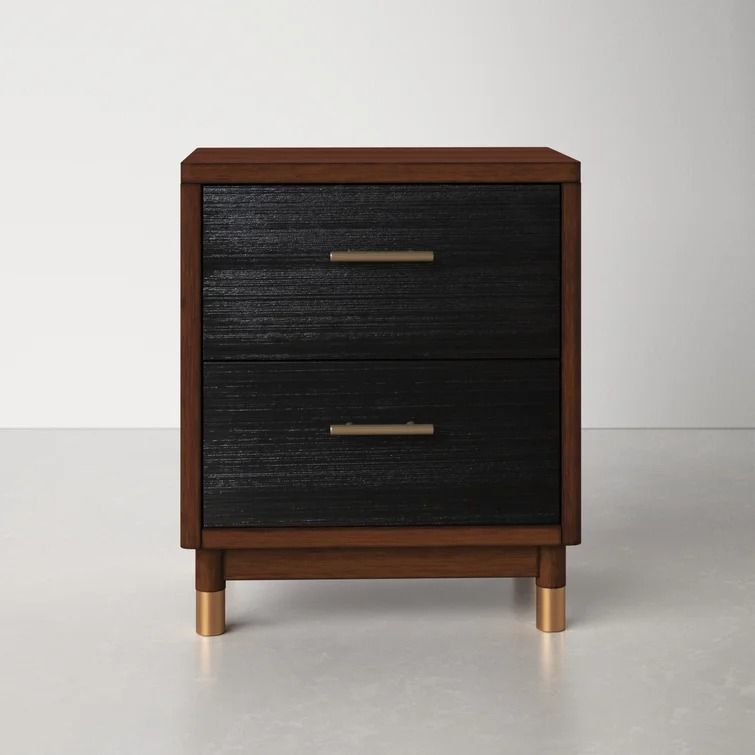 Twedt Tall Drawer Nightstand in Dark WalnutBlack thumbnail 3