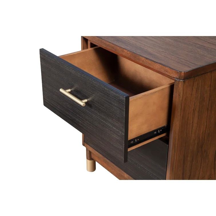 Twedt Tall Drawer Nightstand in Dark WalnutBlack thumbnail 5