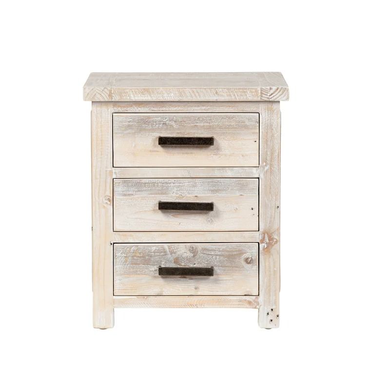 Vincente Tall 3 Drawer Nightstand in White Washed thumbnail 2