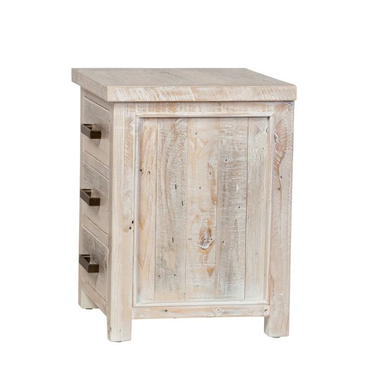 Vincente Tall 3 Drawer Nightstand in White Washed thumbnail 3