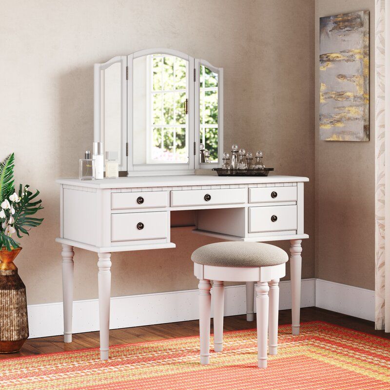 Alligood Vanity Set with Stool and Mirror thumbnail 3