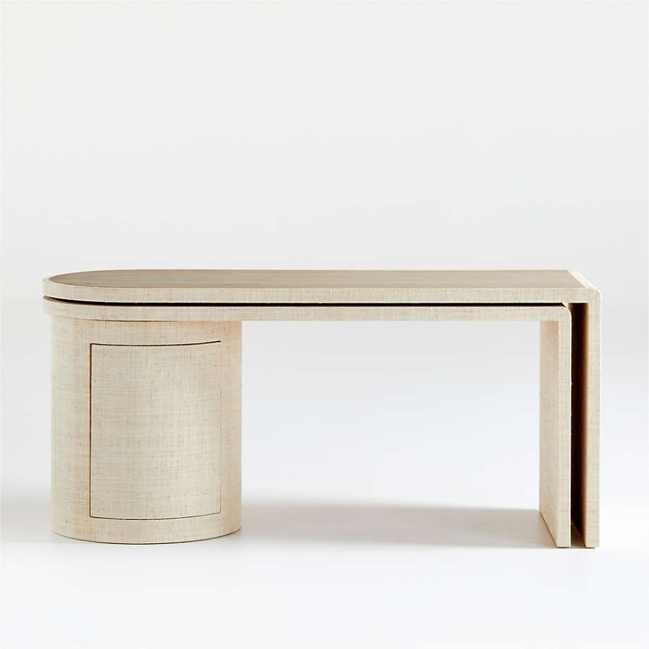 Twist Grasscloth Rotating Desk (Open) thumbnail 2