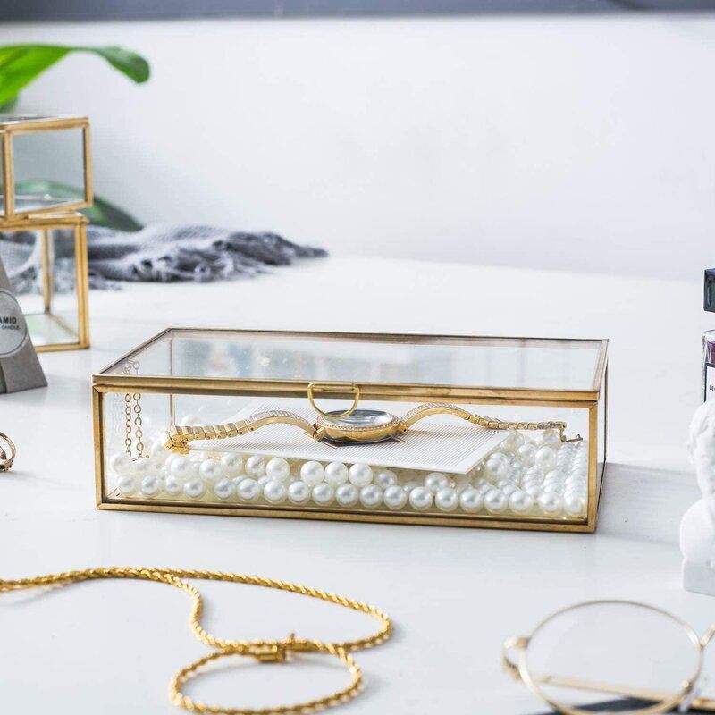 Golden Glass Jewelry Keepsake Box thumbnail 2