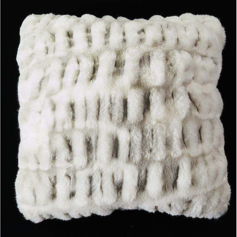 Landry Sculpted Faux Fur Throw Pillow With Insert 18"x18" thumbnail 2
