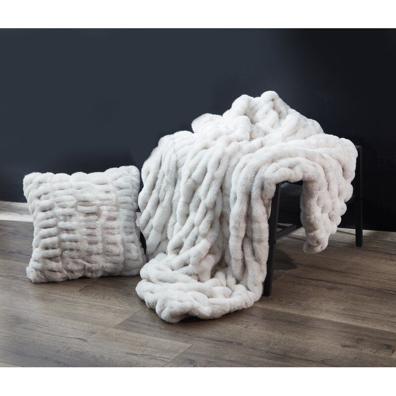Landry Sculpted Faux Fur Throw Pillow With Insert 18"x18" thumbnail 3