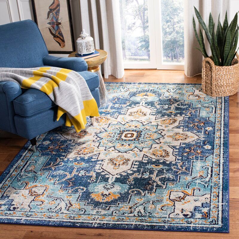 Ferretti Oriental CreamLight Blue Area Rug-8'x10' thumbnail 2