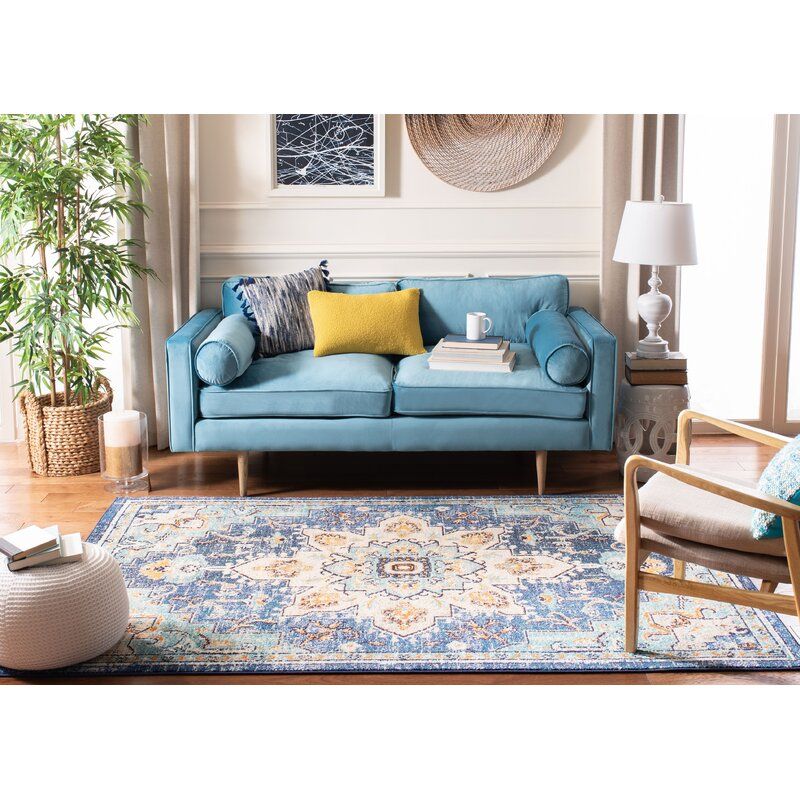 Ferretti Oriental CreamLight Blue Area Rug-8'x10' thumbnail 3
