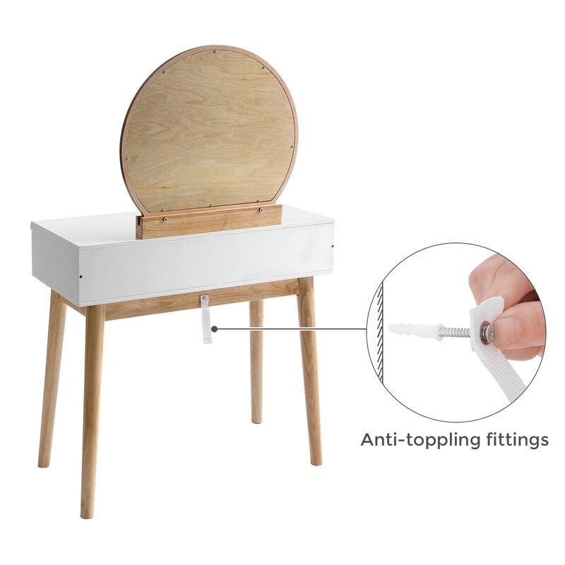 Arinze Vanity Set With Stool And Mirror thumbnail 5