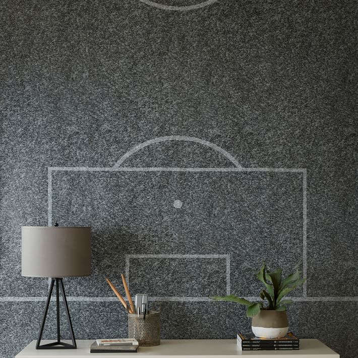 Soccer Field Peel And Stick Wallpaper Decal Gray thumbnail 3