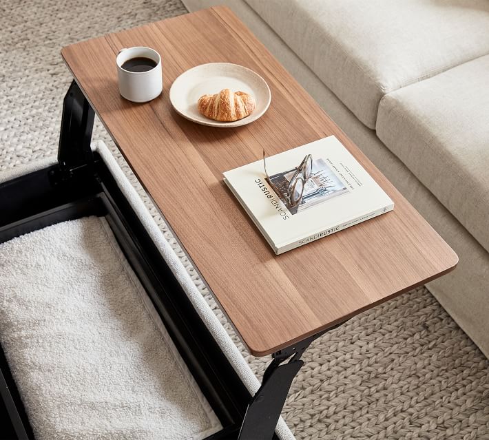 Big Sur Square Arm Upholstered Storage Ottoman with Pull Out Table thumbnail 5