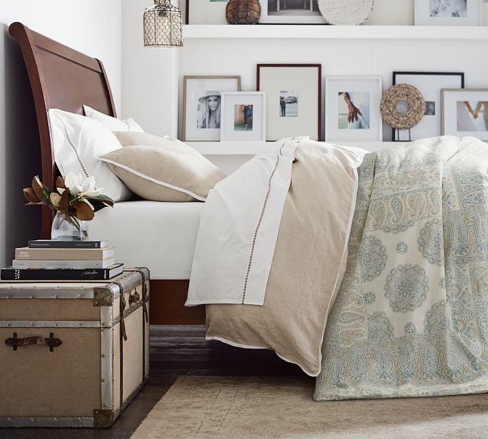 Belgian Flax Linen Contrast Flange Duvet Cover King thumbnail 2