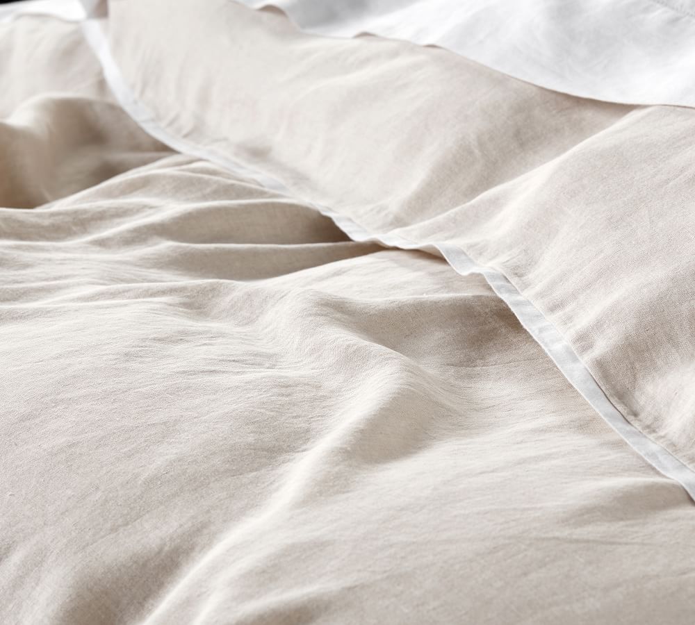 Belgian Flax Linen Contrast Flange Duvet Cover King thumbnail 3