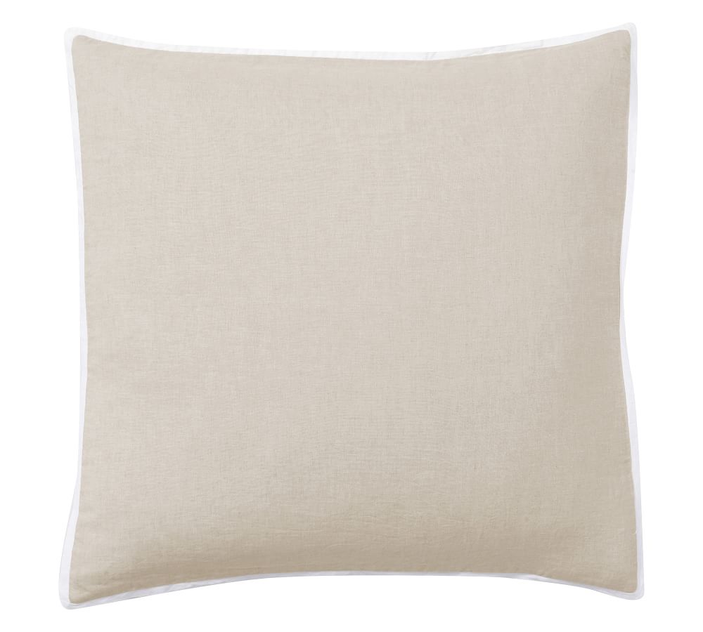 Belgian Flax Linen Contrast Flange Euro Sham Without Insert 26"x26" thumbnail 2