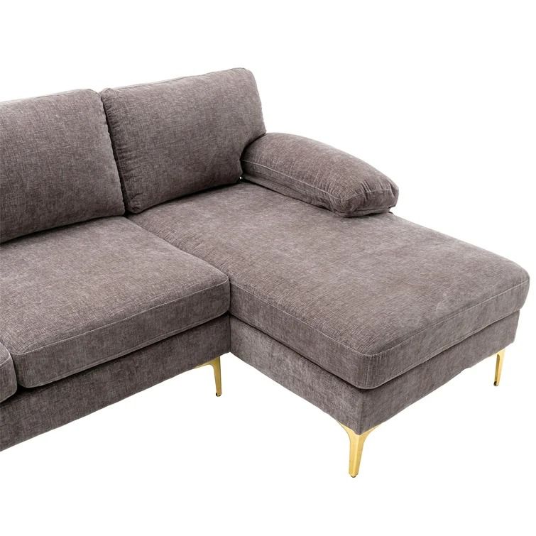 Velvet Symmetrical Stationary Sofa And Chaise Sectional thumbnail 4