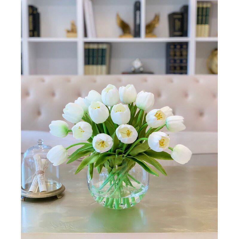 Real Touch Table Tulip Centerpiece in Vase thumbnail 4