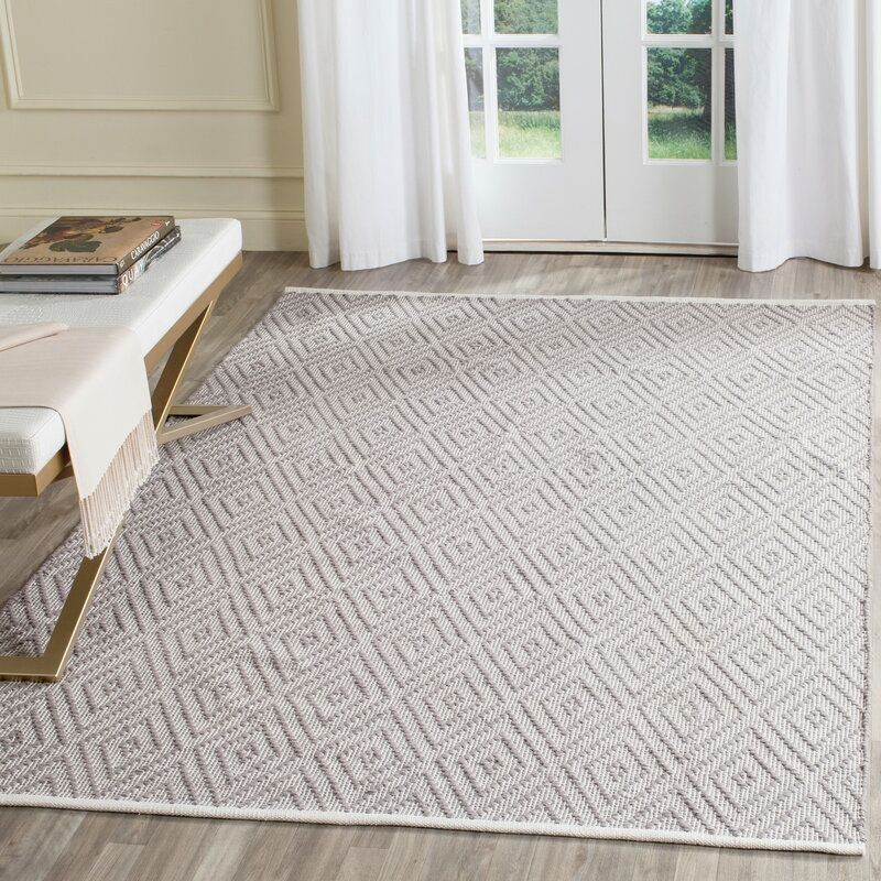 Akihito Geometric Handmade Flatweave Cotton Gray Ivory Area Rug-10'x14' thumbnail 2