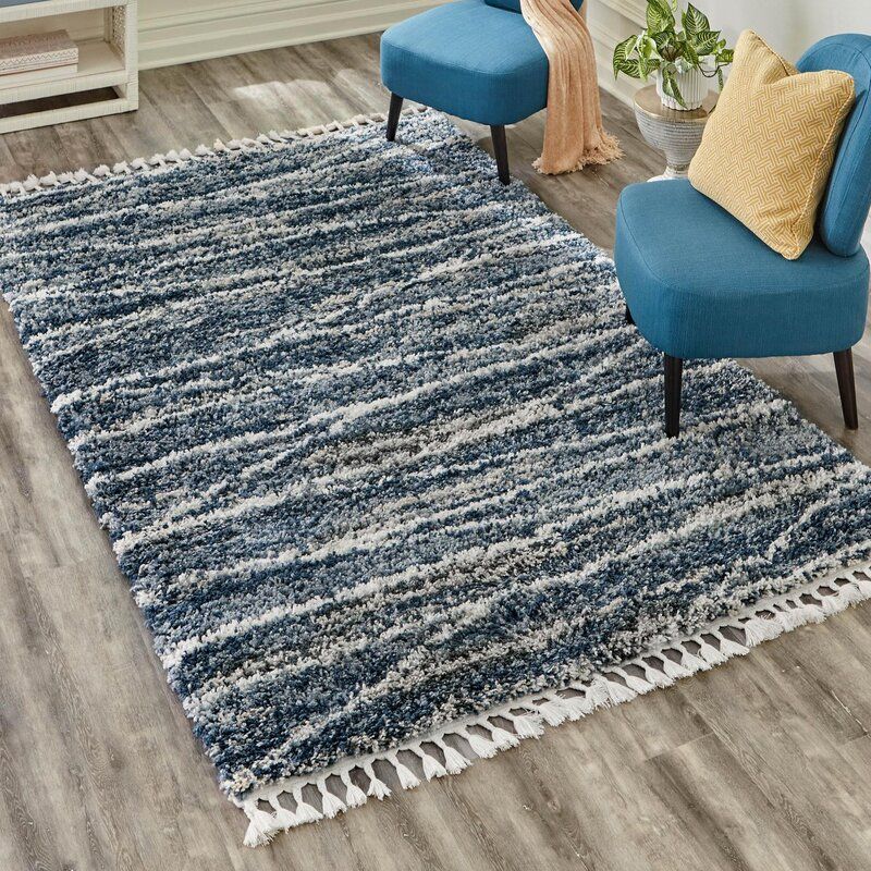 Ianis Striped Blue Area Rug-10'x14' thumbnail 2