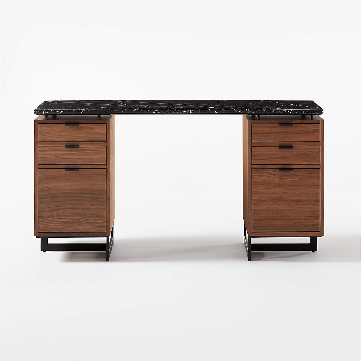 Fullerton Modular Black Desk with Two Walnut Drawers thumbnail 3